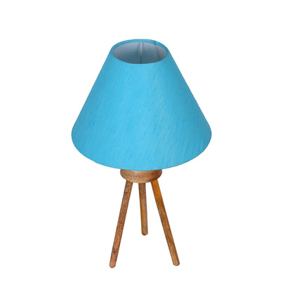 Wood Tripod Small Table Lamps, Rustic Antique Dimmable Bedside Lamp with Linen Lampshade, Nightstand Lamp for Nursery, Bedroom, Kid Room, Living Room,