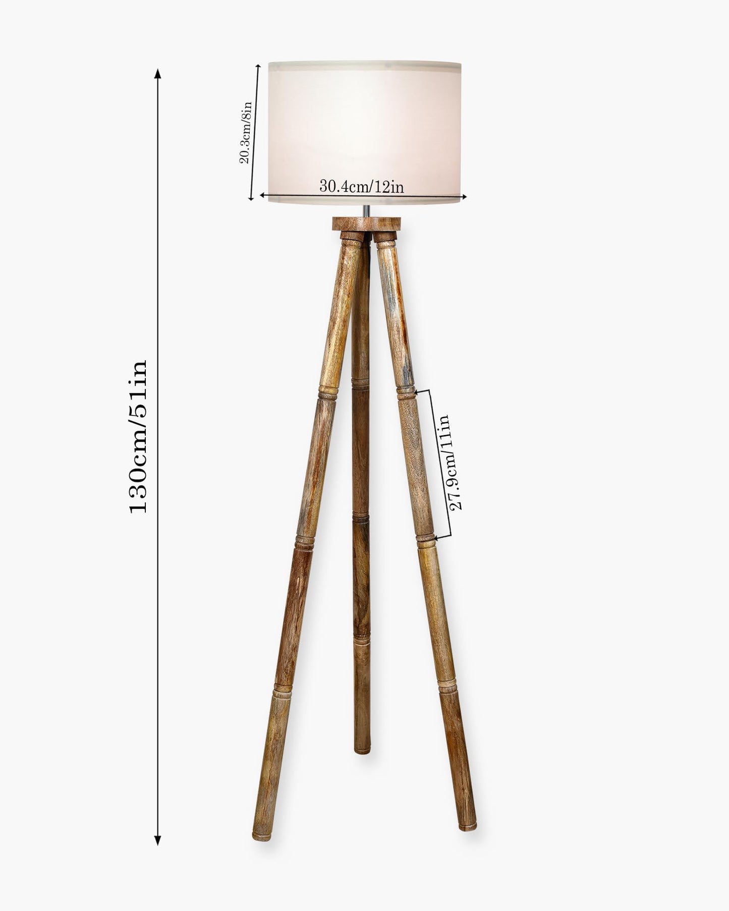 Wood Tripod Floor Lamp, Mid Century Standing Lamp, E27 Lamp Base, With shade Modern Design Floor Reading Lamp for Living Room Bedroom, Study Room and Office