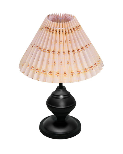 Homesake® Bedside Black Metal Table Lamp With Fabric Shade,Incandescent,E27 Holder,Urn,Desk Lamp,Night Lamp,Office,Nightstand,Table Lamp For Living Room,Study Room,Kids Room,Pleated