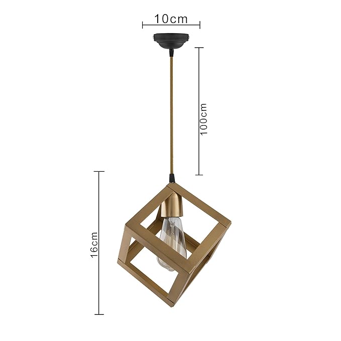 Edison Filament Hanging Golden Cube 6", E27 Holder, Decorative, URBAN Retro, nordic style, LED/filament bulb