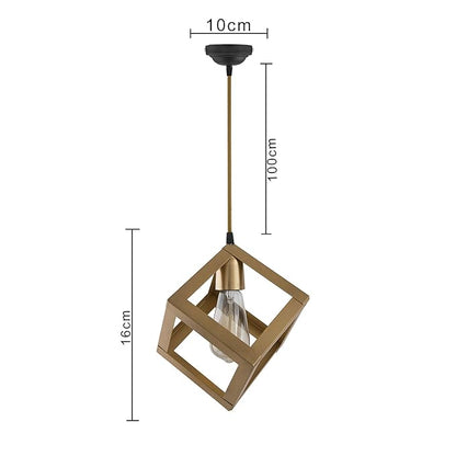 Edison Filament Hanging Golden Cube 6", E27 Holder, Decorative, URBAN Retro, nordic style, LED/filament bulb