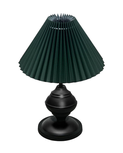 Homesake® Bedside Black Metal Table Lamp With Fabric Shade,Incandescent,E27 Holder,Urn,Desk Lamp,Night Lamp,Office,Nightstand,Table Lamp For Living Room,Study Room,Kids Room,Pleated