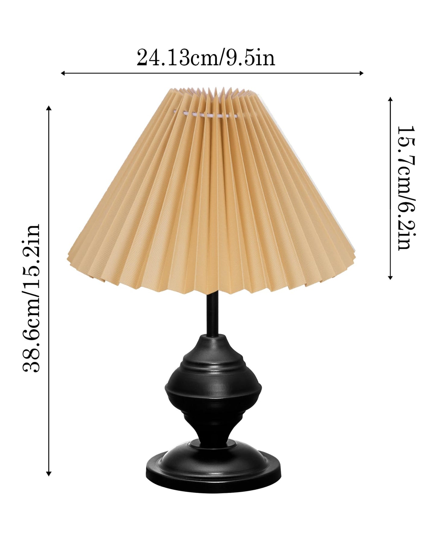 Homesake® Bedside Black Metal Table Lamp With Fabric Shade,Incandescent,E27 Holder,Urn,Desk Lamp,Night Lamp,Office,Nightstand,Table Lamp For Living Room,Study Room,Kids Room,Pleated