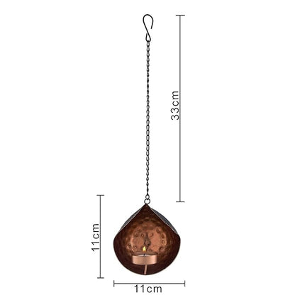 Metal tea-light drop hanging candle holder, set of 2