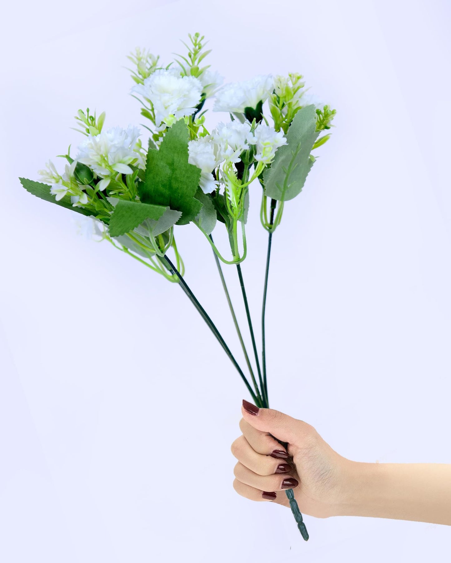 Homesake® Artificial Carnation Flowers with Greenery, Faux Floral Bouquet for Home Decor, Table Centerpiece, Living Room, or Gift, Pot Not Included, Realistic Silk Flowers Arrangement, Yellow