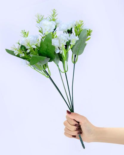 Homesake® Artificial Carnation Flowers with Greenery, Faux Floral Bouquet for Home Decor, Table Centerpiece, Living Room, or Gift, Pot Not Included, Realistic Silk Flowers Arrangement, Yellow