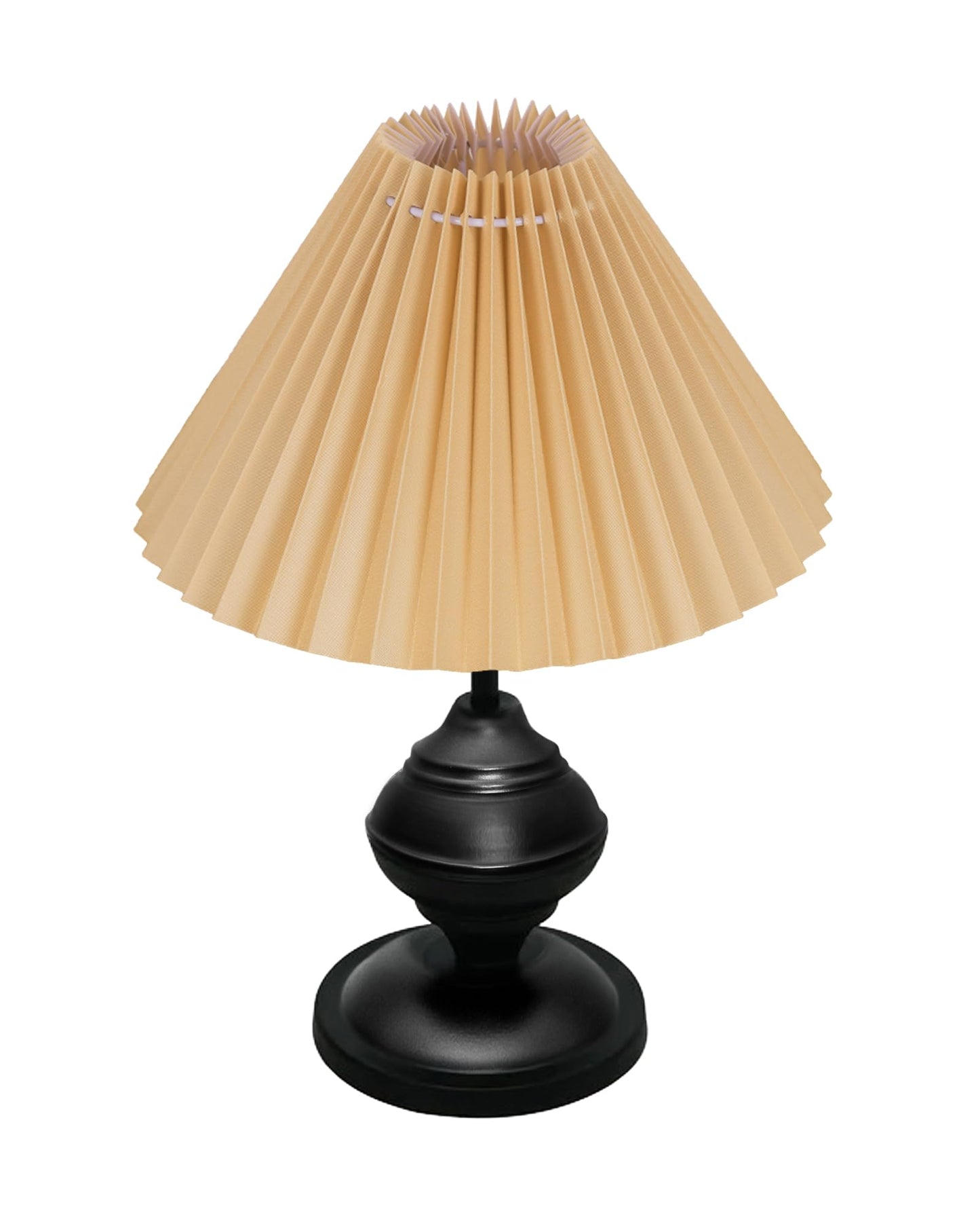 Homesake® Bedside Black Metal Table Lamp With Fabric Shade,Incandescent,E27 Holder,Urn,Desk Lamp,Night Lamp,Office,Nightstand,Table Lamp For Living Room,Study Room,Kids Room,Pleated