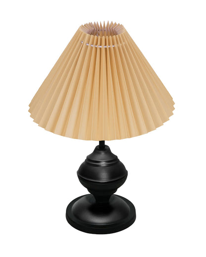 Homesake® Bedside Black Metal Table Lamp With Fabric Shade,Incandescent,E27 Holder,Urn,Desk Lamp,Night Lamp,Office,Nightstand,Table Lamp For Living Room,Study Room,Kids Room,Pleated