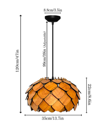 Homesake® Handcrafted Wooden Pendant lamp, Design Ceiling lamp,Hanging lamp Home decor Chandelier Light | E27 Bulb Included | Decoration for restaurants, Hotel, Home,Bedroom, Dining & Café