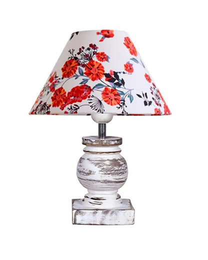Small Table Lamp for Bedroom Whitewash Distress Living Room Simple Retro Wood Grain Farmhouse Bedside Lamps Suitable for Nightstand, Gift, Trophy, Jute Shade