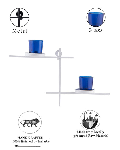 Homesake® White Scorching Ladder with Pair of Votive Green Wall Hanging Candle Tealight Holder, Set of 2