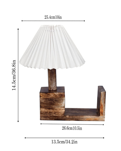 Rustic Book Shelf Table Lamp Bedside Antique Desk Lamps for Living Bedroom Study Night Desk Lamp E27 Holder, Fabric Shade