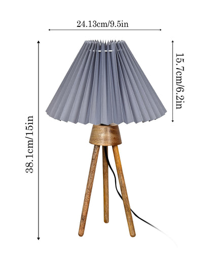 Wood Tripod Small Table Lamps, Rustic Antique Dimmable Bedside Lamp with Linen Lampshade, Nightstand Lamp for Nursery, Bedroom, Kid Room, Living Room,