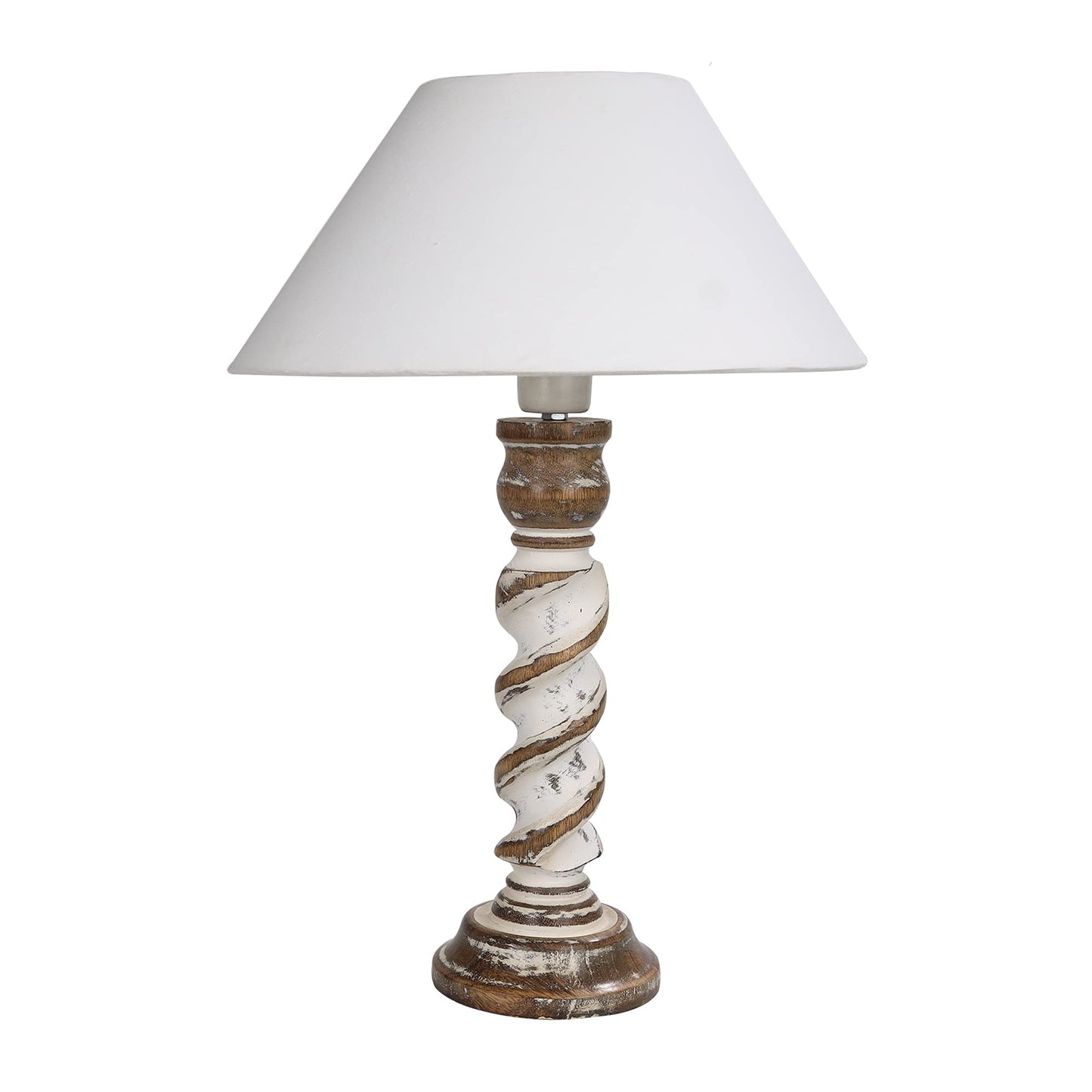 Signature Rustic Table Lamp set of 2, farmhouse Living Room Bedroom House Bedside Nightstand Home Office Reading Light, Rope Whitewash