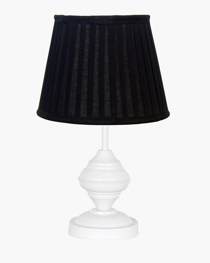 Farmhouse Matt Table Lamp for Bedroom, White Modern Bedside Lamps for Living Room, Rustic Table Light for Night Stands, Dorm, Office, Home Décor Fabric Shade, E27 holder, Urn, Iris Cone