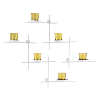 Homesake® White Scorching Ladder with Six Votive, Wall Hanging Candle Tealight Holder, Set of 2