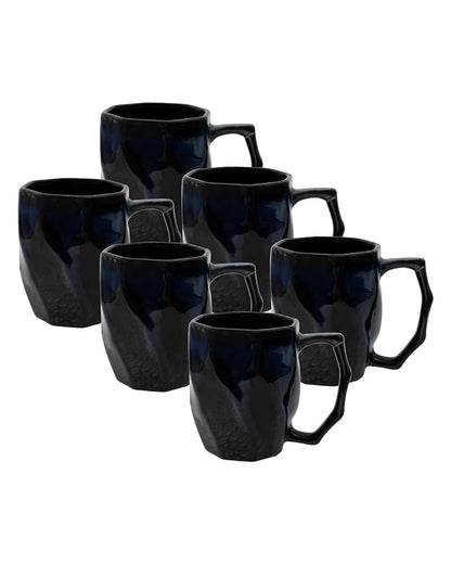 Handmade Irish Coffee Tea & Beer Mugs, Set of 6 Altered Glaze Latte Cups, Strips