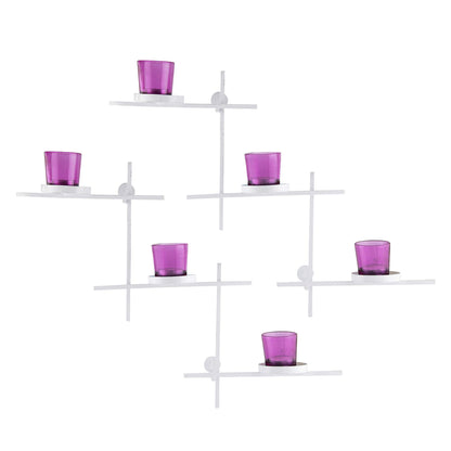 Homesake® White Scorching Ladder with Six Votive, Wall Hanging Candle Tealight Holder, Set of 2