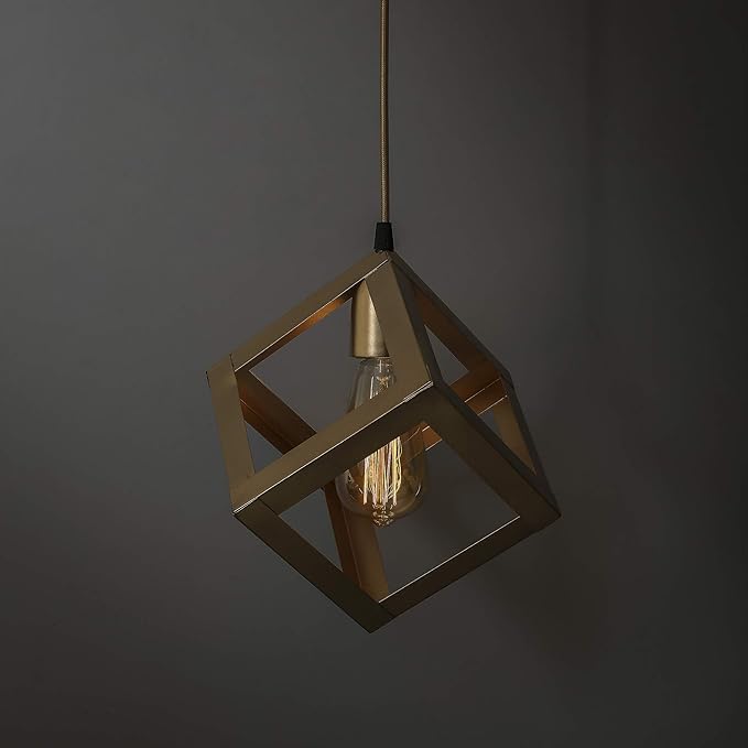 Edison Filament Hanging Golden Cube 6", E27 Holder, Decorative, URBAN Retro, nordic style, LED/filament bulb
