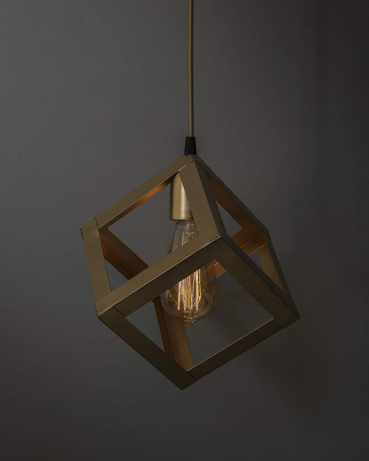 Edison Filament Hanging Golden Cube 6", E27 Holder, Decorative, URBAN Retro, nordic style, LED/filament bulb