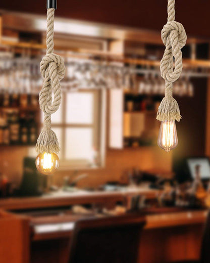 Homesake® B018 Edison Vintage Rope Hanging Ceiling Light (Black), Set of 2, Bulb not included
