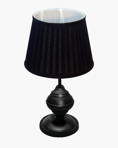 Homesake® Bedside Black Metal Table Lamp With Fabric Shade,Incandescent,E27 Holder,Urn,Desk Lamp,Night Lamp,Office,Nightstand,Table Lamp For Living Room,Study Room,Kids Room,Pleated