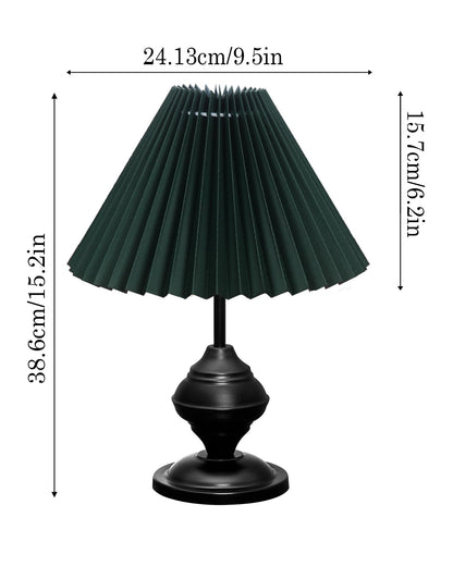 Homesake® Bedside Black Metal Table Lamp With Fabric Shade,Incandescent,E27 Holder,Urn,Desk Lamp,Night Lamp,Office,Nightstand,Table Lamp For Living Room,Study Room,Kids Room,Pleated