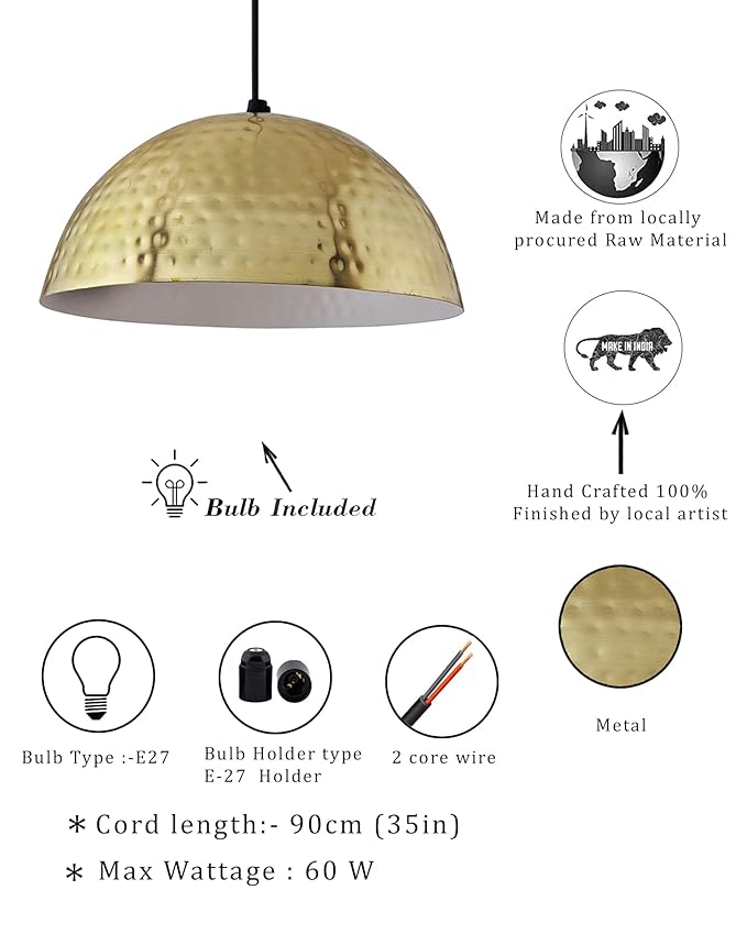 Classic Hammered Pendant Light, Rose Gold, Hanging Lights