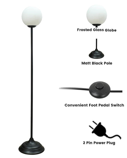 Homesake® Floor Lamp Standing Lamp | On/Off Foot Switch | Tall Modern Floor Lamp for Living Room | Bedrooms | Corner Lamp for Living Room | Office | Farmhouse | (Matt Black)