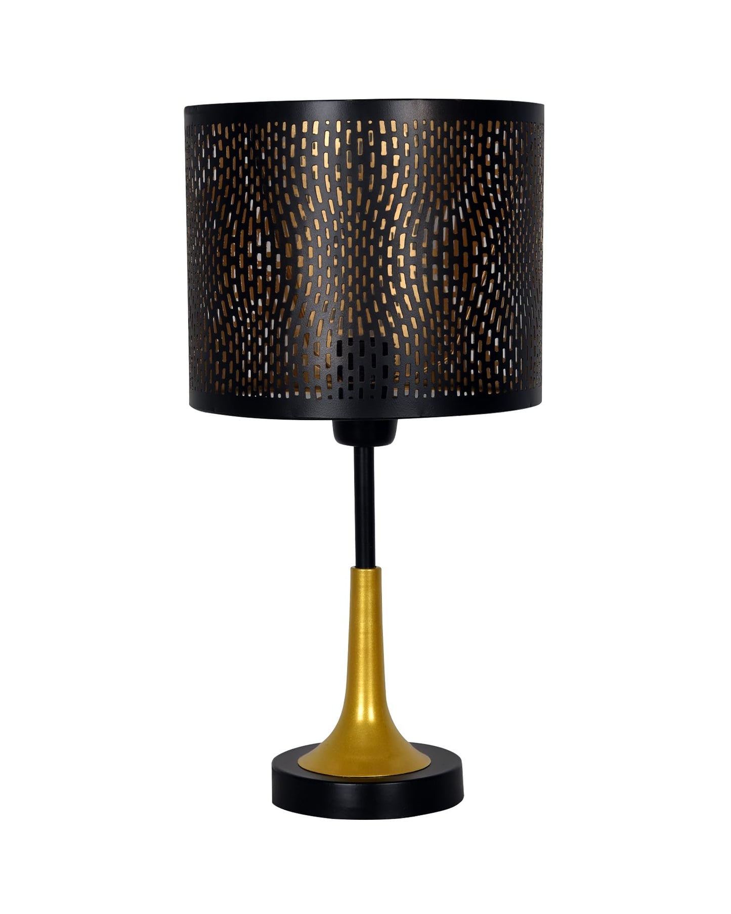 Rustic Farmhouse Metal Table Lamp Fabric Shade for Bedroom Living Room House Home Bedside Nightstand Office Family, Dual Color Trumpet Bell, Jute Cone