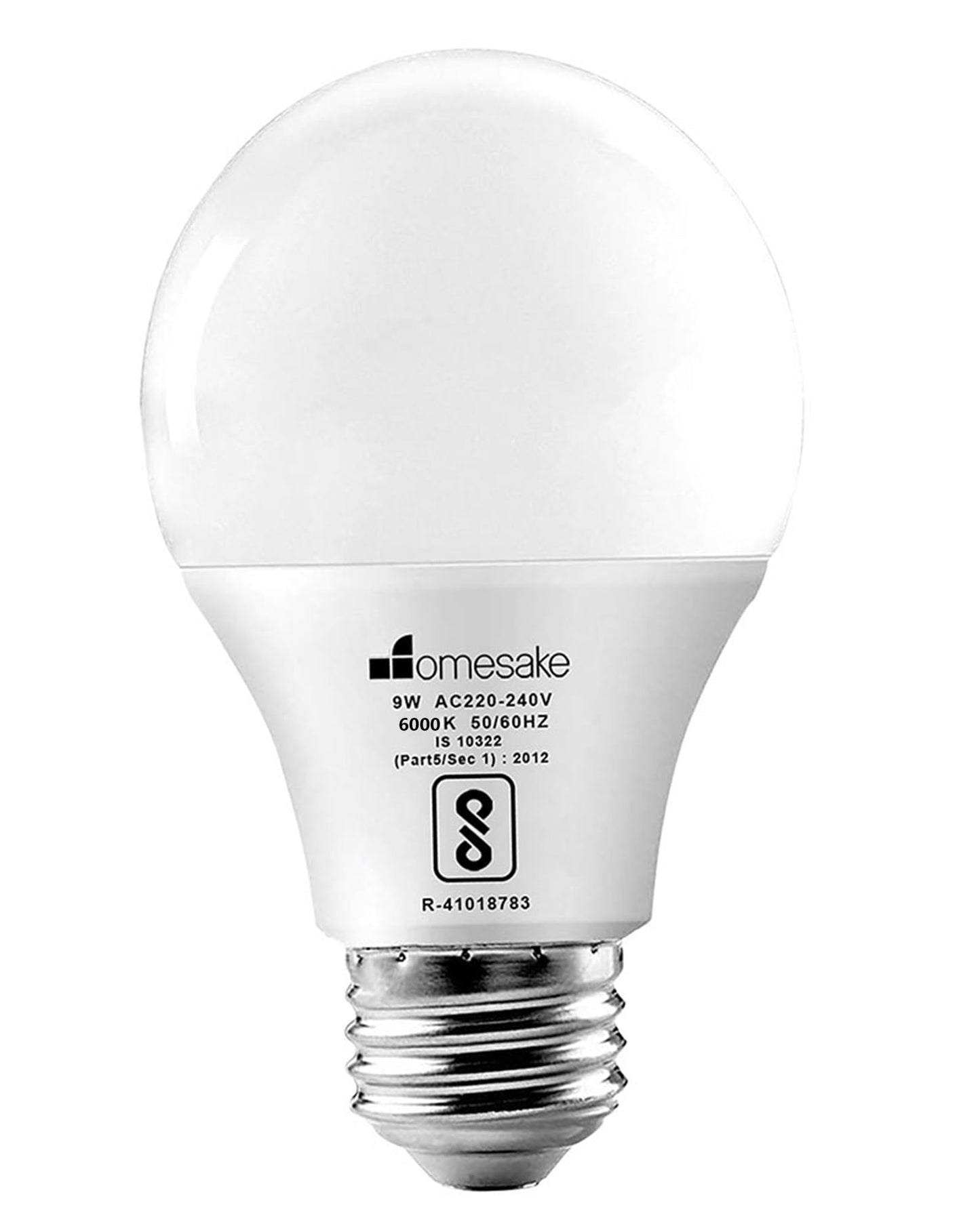 Homesake® E27 LED Light Bulbs Cool White 6000k 9W Standard Edison Base Bulb, for Bedroom Living Room, Energy Saving LED Light Bulb for Home, Office & Study Room