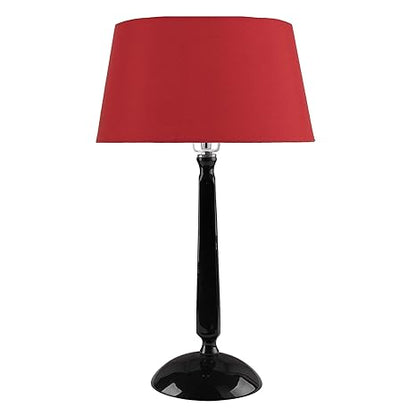 Glossy Black Cubist Aluminium Table Lamp With Drum Shade, Bedside, Living Room Study Lamp, Bulb Included