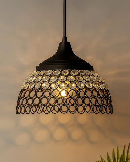 Matt Black Crystal Hanging Hemisphere Light, Ceiling Light, Nordic E27 Pendant