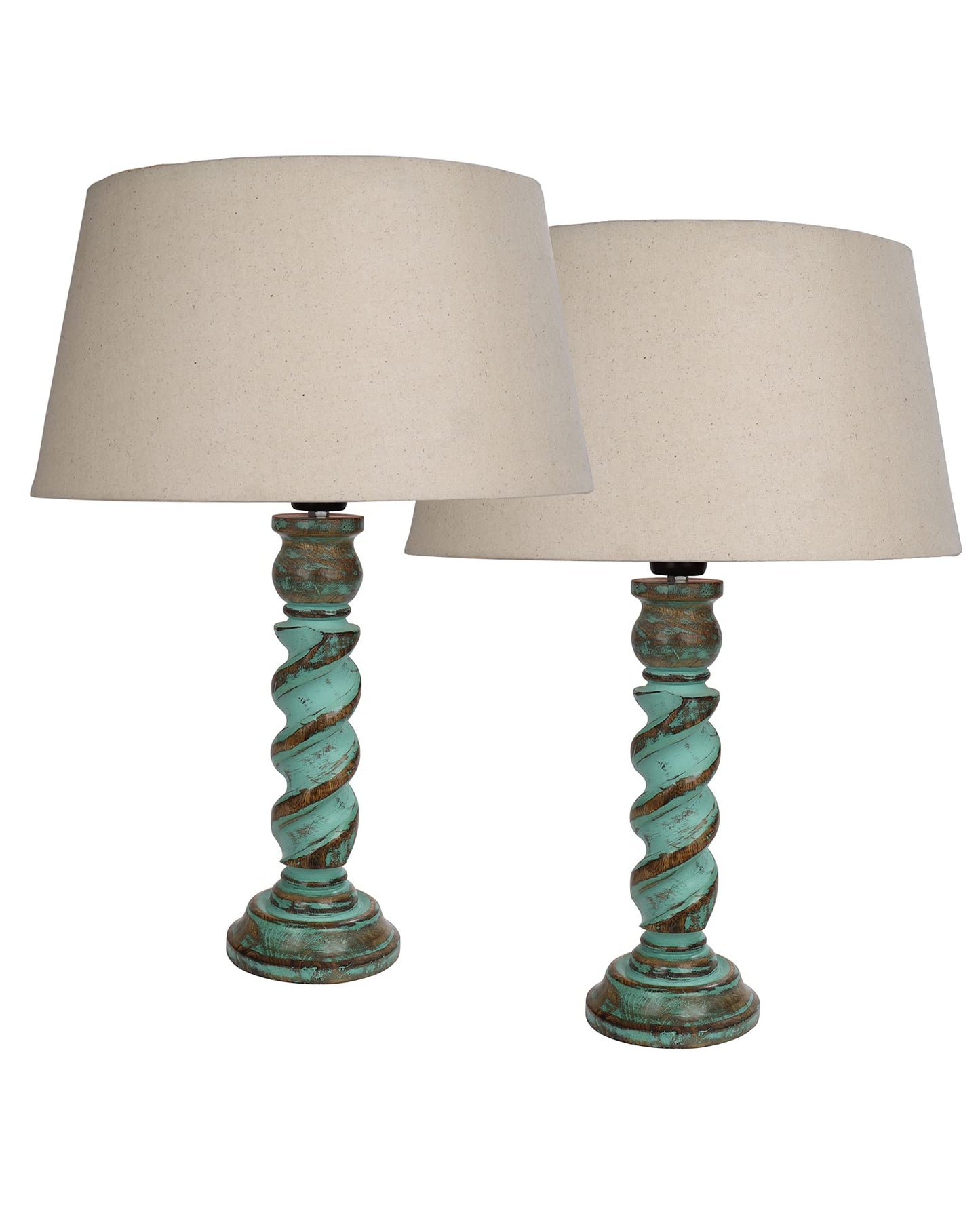 Signature Rustic Table Lamp set of 2, farmhouse Living Room Bedroom House Bedside Nightstand Home Office Reading Light,Rope