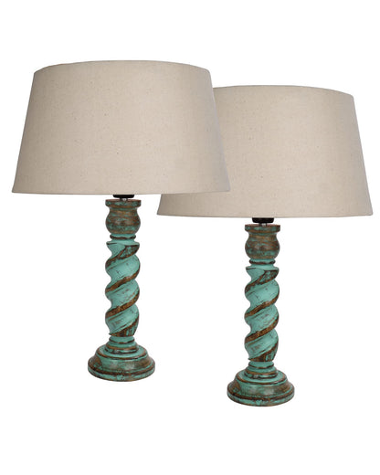 Signature Rustic Table Lamp set of 2, farmhouse Living Room Bedroom House Bedside Nightstand Home Office Reading Light,Rope