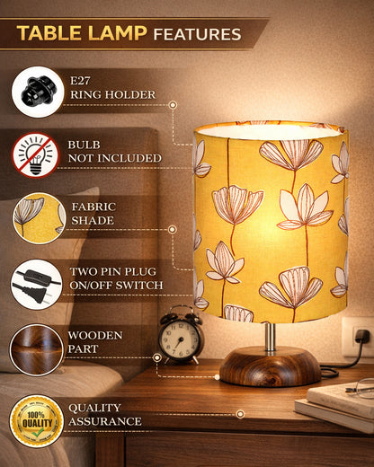 Modern Zen Wooden Lampshade Nightstand Lamps, Antique Base E27 Creative Reading Bedside Lamps Ideal for Bedroom, Pebble, Bird Cylinder