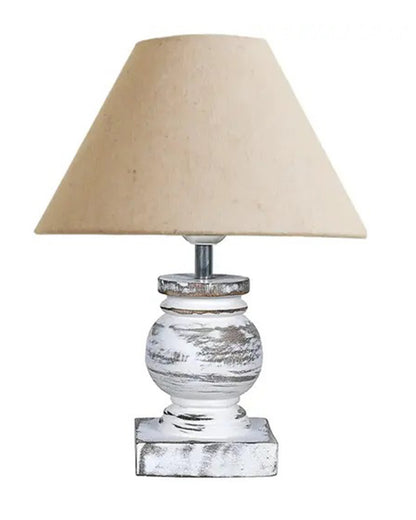 Small Table Lamp for Bedroom Whitewash Distress Living Room Simple Retro Wood Grain Farmhouse Bedside Lamps Suitable for Nightstand, Gift, Trophy, Jute Shade