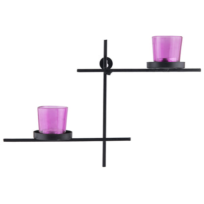 Homesake® Black Scorching Ladder with Pair of Votive Wall Hanging Candle Tealight Holder, Set of 2