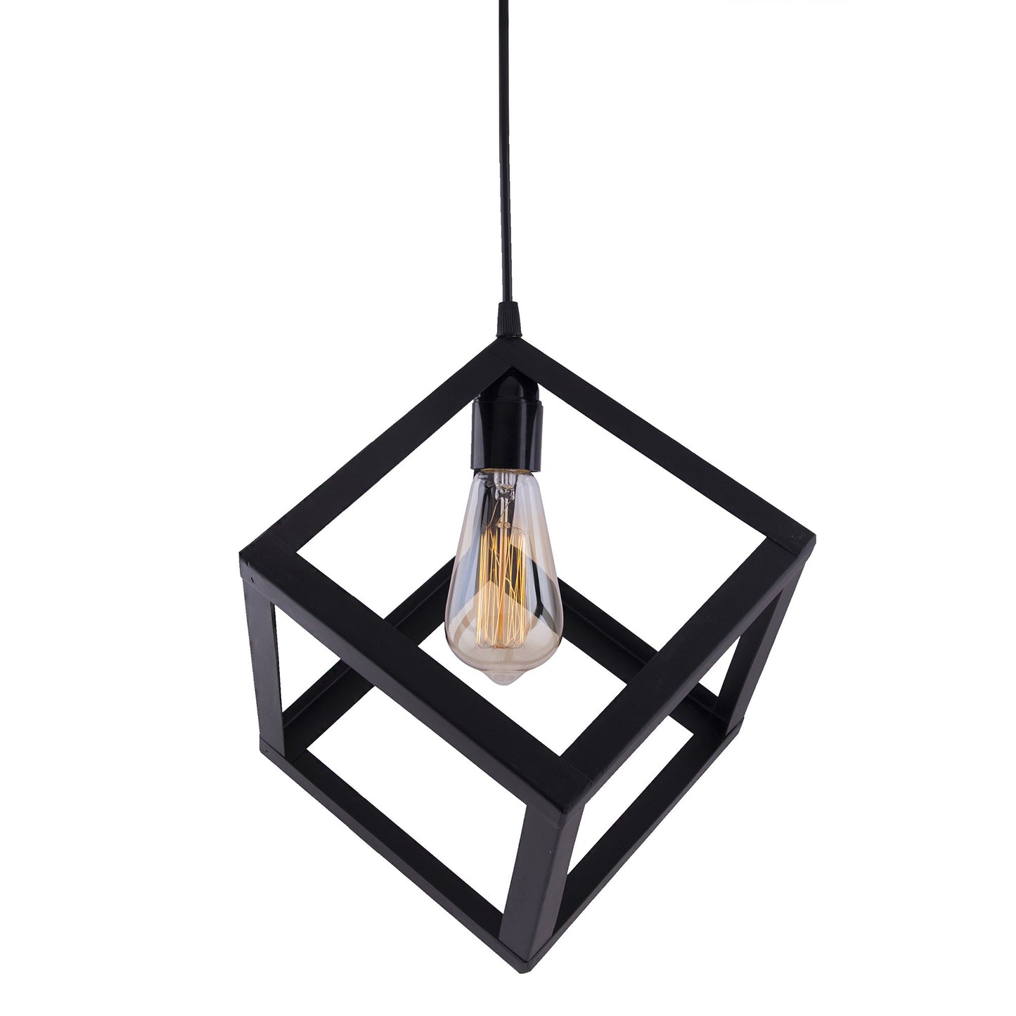 Edison Filament Hanging Cube 6", E27 Holder, Decorative, Black, URBAN Retro, nordic style