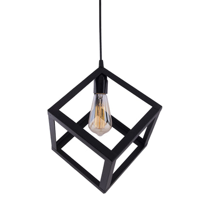 Edison Filament Hanging Cube 6", E27 Holder, Decorative, Black, URBAN Retro, nordic style