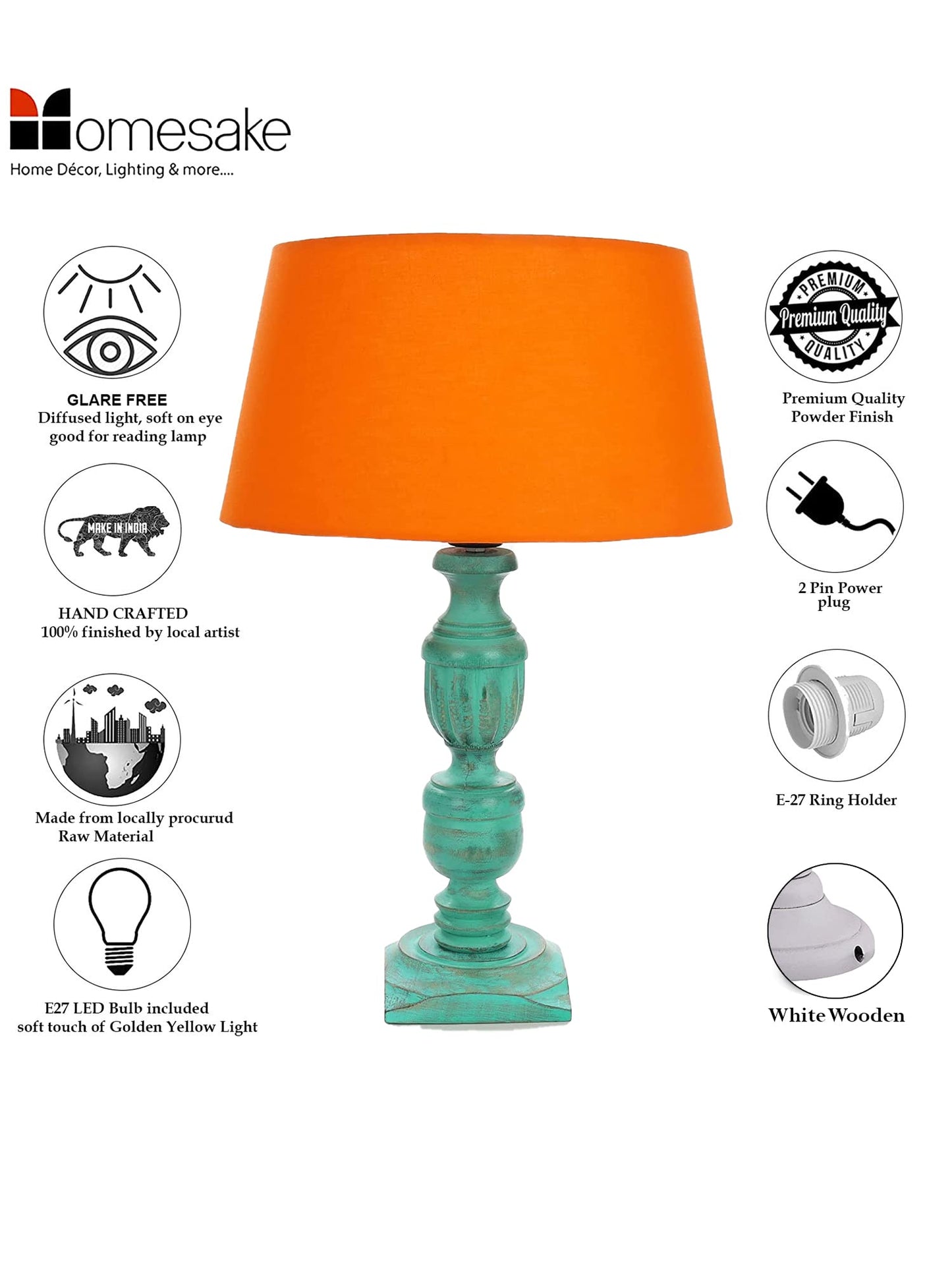 Homesake ® Rustic Algae French Trophy Carved Table lamp home decoration with Shade