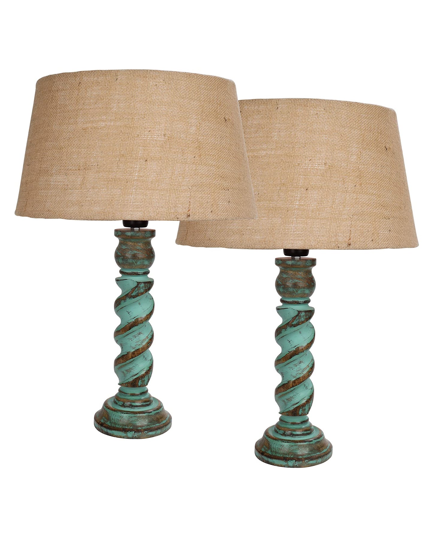 Signature Rustic Table Lamp set of 2, farmhouse Living Room Bedroom House Bedside Nightstand Home Office Reading Light,Rope