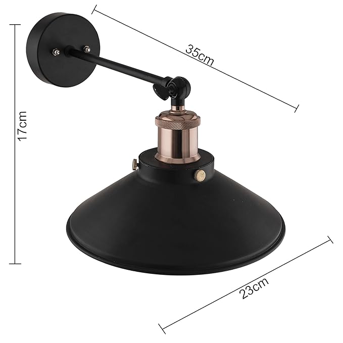 Edison Cone Shade Wall Lamp, Vintage Industrial Loft, E27 Holder, Decorative, Swing Wall Light