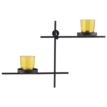 Homesake® Black Scorching Ladder with Pair of Votive Wall Hanging Candle Tealight Holder, Set of 2