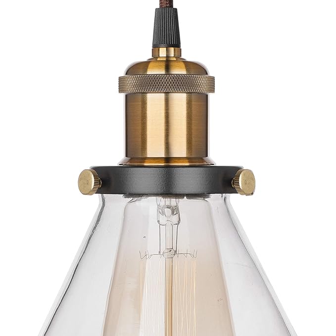 3-Lights Linear Cluster Chandelier Modern Glass Cone Shaped Hanging Light, Antique Socket, E27 Holder, Decorative, Black, URBAN Retro, Nordic Style