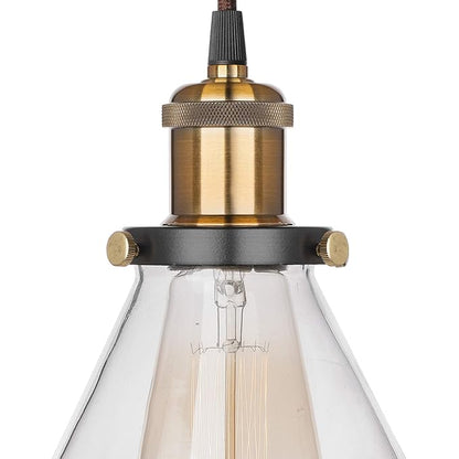 3-Lights Linear Cluster Chandelier Modern Glass Cone Shaped Hanging Light, Antique Socket, E27 Holder, Decorative, Black, URBAN Retro, Nordic Style