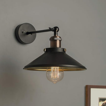 Edison Cone Shade Wall Lamp, Vintage Industrial Loft, E27 Holder, Decorative, Swing Wall Light