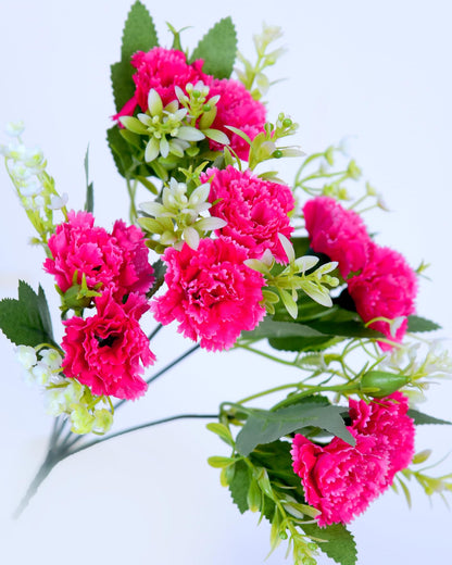 Homesake® Artificial Carnation Flowers with Greenery, Faux Floral Bouquet for Home Decor, Table Centerpiece, Living Room, or Gift, Pot Not Included, Realistic Silk Flowers Arrangement, Yellow