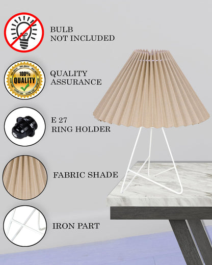 Retro Down to the Wire Metal Table Lamp with Fabric Shade, Bedside Lamp Gift Housewarming Home Living Room, Pleated shade