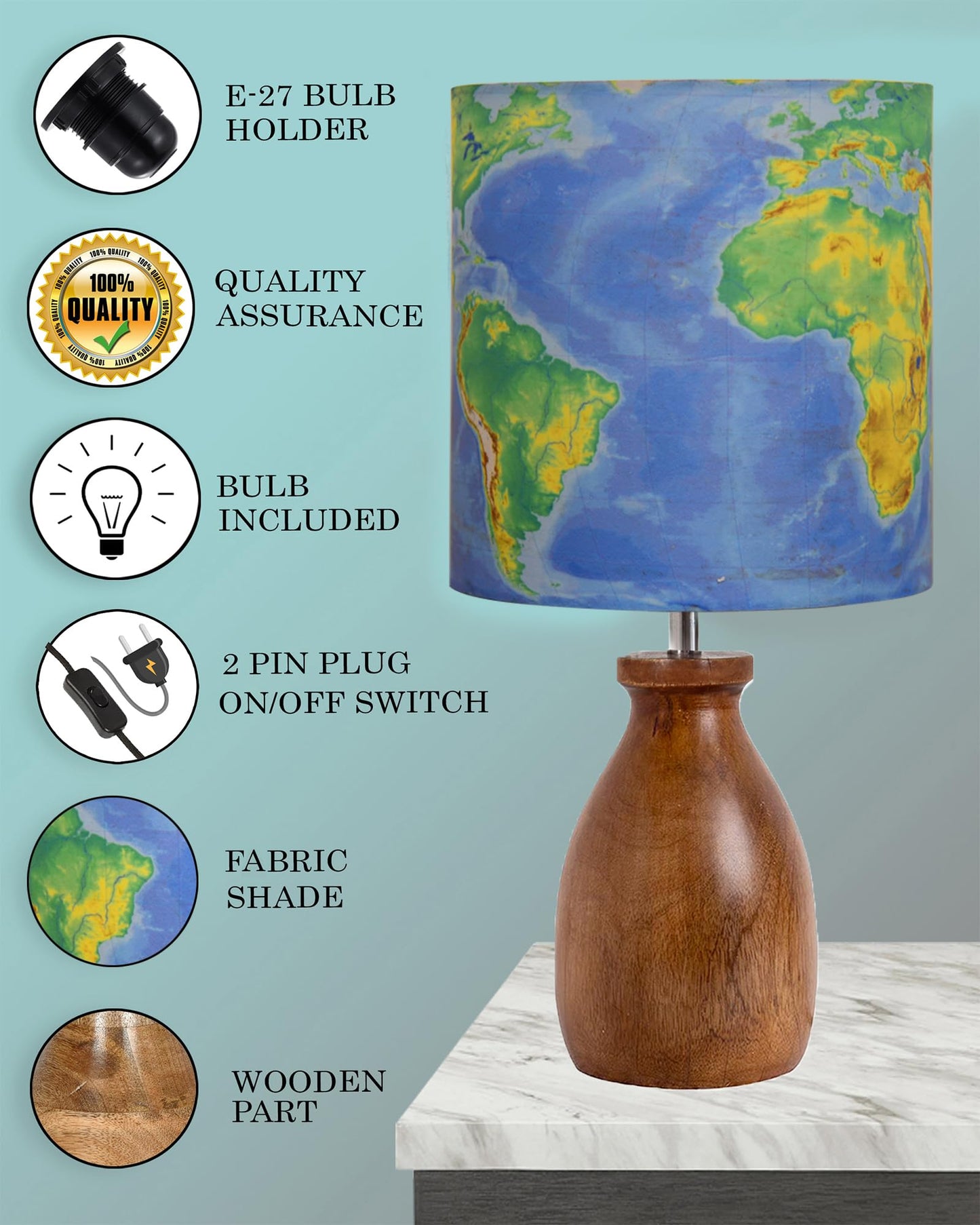 Homesake® Dovel Pot Modern Table Lamp, Wooden Base Modern Fabric Lampshade for Home Office Cafe Restaurant, Dovel Pot, Rabbit